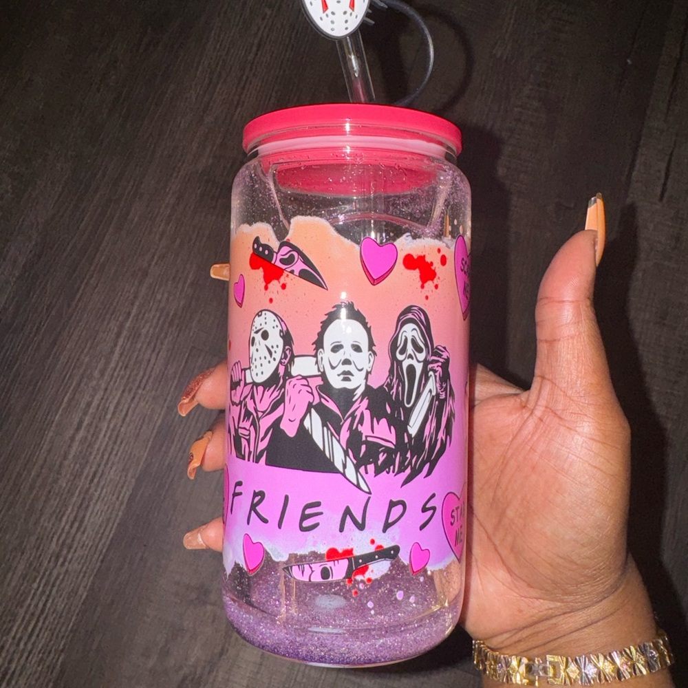 Pink Halloween FRIENDS Snowglobe Libbey Cup